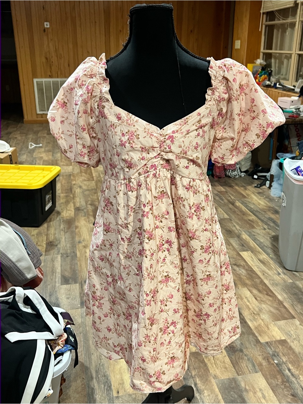 Altar'd State Pink Floral Puff-Sleeve Kids Dress